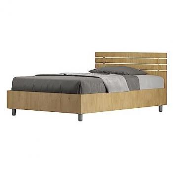 Cama Individual Sin Somier 120x190 con Cabecero Recto y Lamas de Roble Ankel