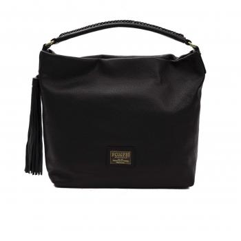 Pompei Donatella Nero Black Leather Shoulder Bag