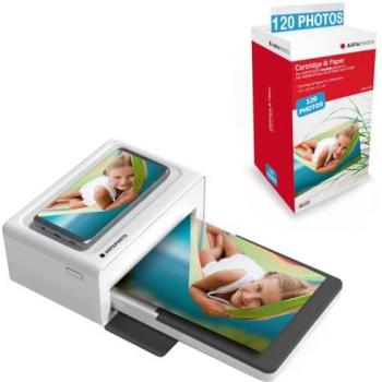 Impresora Bluetooth Agfa Photo Realipix Moments Blanca + Cartuchos + 120 Papeles para Fotos 10x15 cm