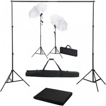 Kit Estudio Fotográfico VidaXL con Telón de Fondo, Lámparas y Paraguas