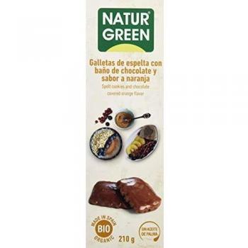 NaturGreen Galletas de Espelta con Baño de Chocolate y Sabor a Naranja