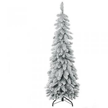 Árbol de Navidad Artificial HOMCOM 135 cm con Soporte de Acero, 253 Ramas Enneigadas y Base Plegable Verde