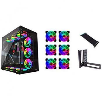 Talius Cronos Caja Gaming ATX, Cristal Templado + 9 Ventiladores Iris Spectrum RGB + Adaptador VGA Riser Vertical