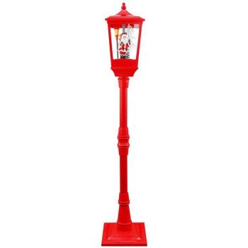 Farola Navideña Roja de 180 Cm con Música y Mini Luces