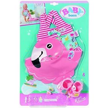 BABY born Conjunto Vacaciones para Muñecas de 43 cm, Para Manos Pequeñas, Promueve la Empatía y Las Habilidades Sociales, Edad 3+ años, Incluye Bañador, Flotador y Chanclas