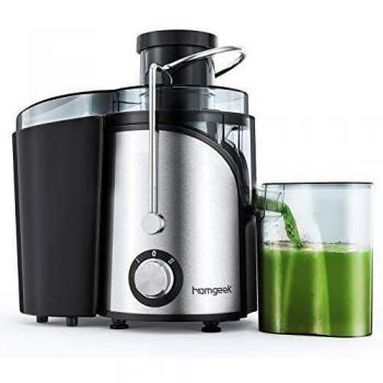 Licuadoras Para Verduras y Frutas, Homgeek Licuadora Prensado en Frio de Doble Velocidad 600W, Con Diseño de Kit Anti-Goteo, Fácil de Limpiar, Acero Inoxidable, Gratis BPA