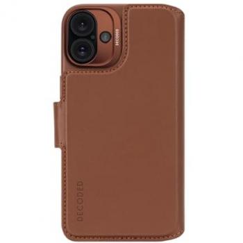 Funda de Cuero Desmontable Decoded para iPhone 16 Plus con Tarjetero - Marrón
