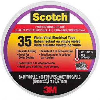 3M 80611211634 Scotch 35 Cinta Eléctrica de Vinilo para Marcación en Color, 19 mm x 20 m, 1 Rollo, Violeta