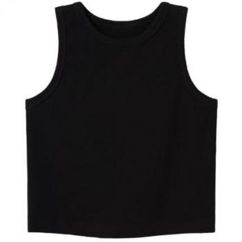 NAME IT Girl's NKFNAKAL SL Crop Top - Black