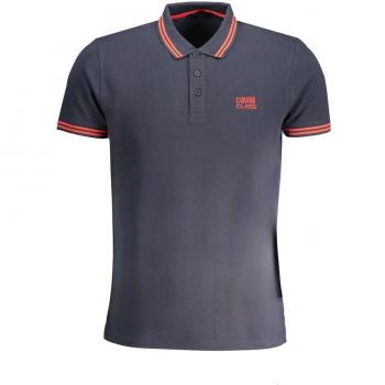 Cavalli Class Blue Cotton Polo Shirt - M, Male, Short Sleeves