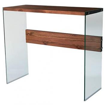 Consola de Nogal 100% Tablero Aglomerado Rechapado en Melamina Marrón WELLHOME