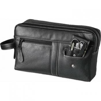 Hans Kniebes Neceser de Piel de Vacuno Genuina con Estuche de Bolsillo (3 Piezas) - Dimensiones: 230 x 140 x 80 mm