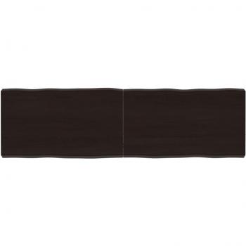 Mesa de madera tratada marrón oscuro 140x40x(2-6)cm roble sin tratar con borde vivo