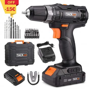 TACKLIFE 18V Taladro Bateria, 2 Baterías