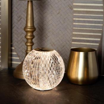 Lámpara de Mesa Recargable LED Cintra Ø9 cm 1,5W 3000K 3 StepDim Transparente y Dorada