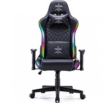 Silla Gaming Reclinable y Regulable con LED RGB Integrados para Oficina y Hogar