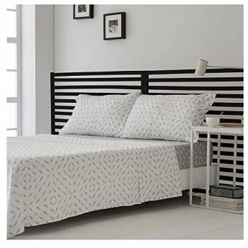 Juego de Sábanas de Bambú 100% Orgánico Gris Loto - Incluye Sábana Encimera, Sábana Bajera Ajustable y Fundas de Almohada (Cama 200 x 190/200