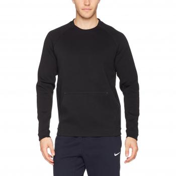 NIKE M NSW TCH FLC CRW LS Camiseta de Manga Larga, Hombre, Negro