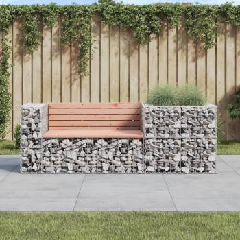 Douglas Wood Garden Bench with Gabion Basket