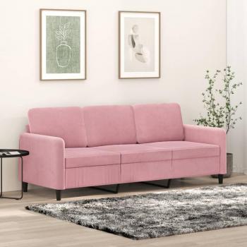 Sofá de 3 plazas de terciopelo rosa 180 cm