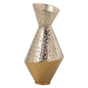 Florero Elegante de Aluminio Plateado/Dorado 17x17x33 cm - Adda Home