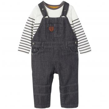 Vertbaudet conjunto bebé niño camiseta rayas + Salopette en Denim gris Rayé/gris Talla:36M - 94CM
