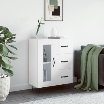 Aparador de madera contrachapada blanco brillante 69,5x34x90 cm Mueble de Almacenaje de Salón Buffet para salón Armario Auxiliar Armario de Almacenamiento vidaXL