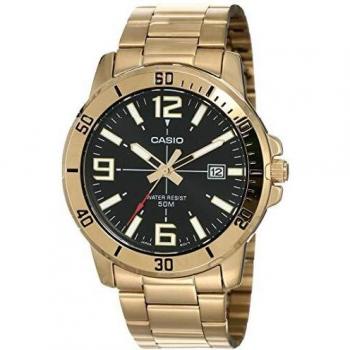 Casio MTP-VD01G-1BV Men's Enticer Gold Tone Stainless Steel Black Dial Casual Analog Sporty Watch