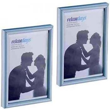 Set de 2 Marcos de Fotos Relaxdays, 10x15 cm, con Passepartout 9x13 cm, Cristal, para Colgar y Sobremesa, Color Blanco