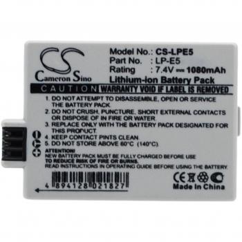 Canon LP-E5 7.4V 1.08Ah Li-ion Battery for EOS 450D, 1000D, and Rebel XSi