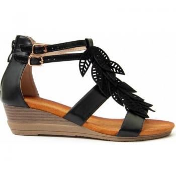 Sandalias de Mujer Montevita Flouw Black - Sandalia cuña, color negro, diseño elegante y cómodo, ideal para uso diario