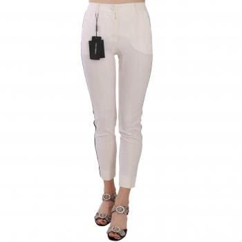 Dolce & Gabbana White Side Stripe Cropped Skinny Pants - IT36|XXS, Female, Size: 3XS, Stylish and Comfortable Skinny Jeans for Women