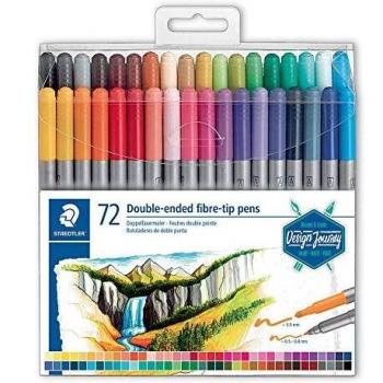 Staedtler Design Journey 3200 Tb72. Rotuladores para Lettering de Doble Punta. Caja con 72 Marcadores de Colores Variados