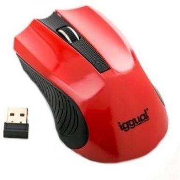 Iggual PSI09216 - Ratón inalámbrico, 2.4 GHz, 1200 dpi, color rojo