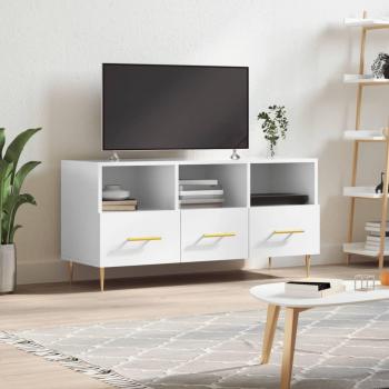 Mueble de TV de madera de ingeniería 102x36x50 cm en color blanco brillo