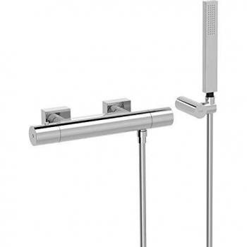 Tres Project-Tres Ducha Termostática Ducha de Mano Anticalcárea con Soporte Orientable y Flexo Satín
