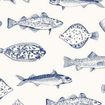 Joules The Plaice Coast Blue Wallpaper - 10m x 52cm, Matte Non Woven Removable Paste the Wall