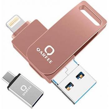 Memoria Flash 4 en 1 de 32 GB Compatible con iPhone y Dispositivos Android Memory Stick Expansión para iPhone Android teléfono Tablet PC y Dispositivos con USB/Micro USB/Type C/iOS L-Port-Rosa