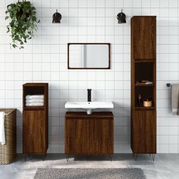 Conjunto de muebles de baño 3 piezas marrón madera roble multicapa