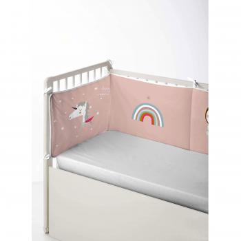 HACIENDO EL INDIO Protector de cuna Unicorn White