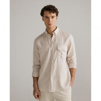 Camisa de lino de hombre manga larga con bolsillos Lloyd's