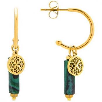 Pendientes de diseño exclusivo Luxenter Africa con Malaquita y baño de oro amarillo