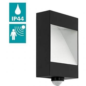 Aplique de pared exterior LED EGLO Manfria 10W con sensor, luz cálida, aluminio antracita 20cm