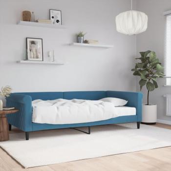 Sofá cama Día y Noche con colchón de terciopelo azul 100x200 cm