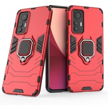 Funda Magnética con Anillo para Móvil Xiaomi Mi 12 Lite 5G Rojo, Carcasa Magnética Antigolpes Resistente Rígida Dura con Tecnología de Absorción de Golpes