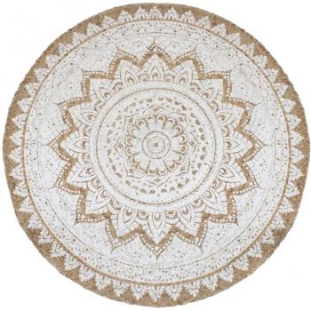 Alfombra Redonda de Yute Estampada 210 cm Beige