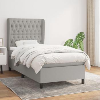 Cama box spring con colchón de muelles gris claro 100x200 cm