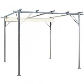 vidaXL Cenador de Acero con Toldo Retráctil Blanco Crema 3x3x2,25 m Pérgola