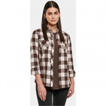 Urban Classics Women's Checked Flannel Shirt - Pink/Brown, Long Sleeve, 100% Cotton