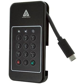 Apricorn Aegis NVX 500GB Secure External SSD - USB 3.2 Gen 1 Type-C, Black
